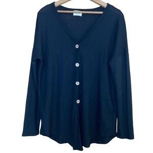 Bibi waffle weave knit pullover black top black small NWOT